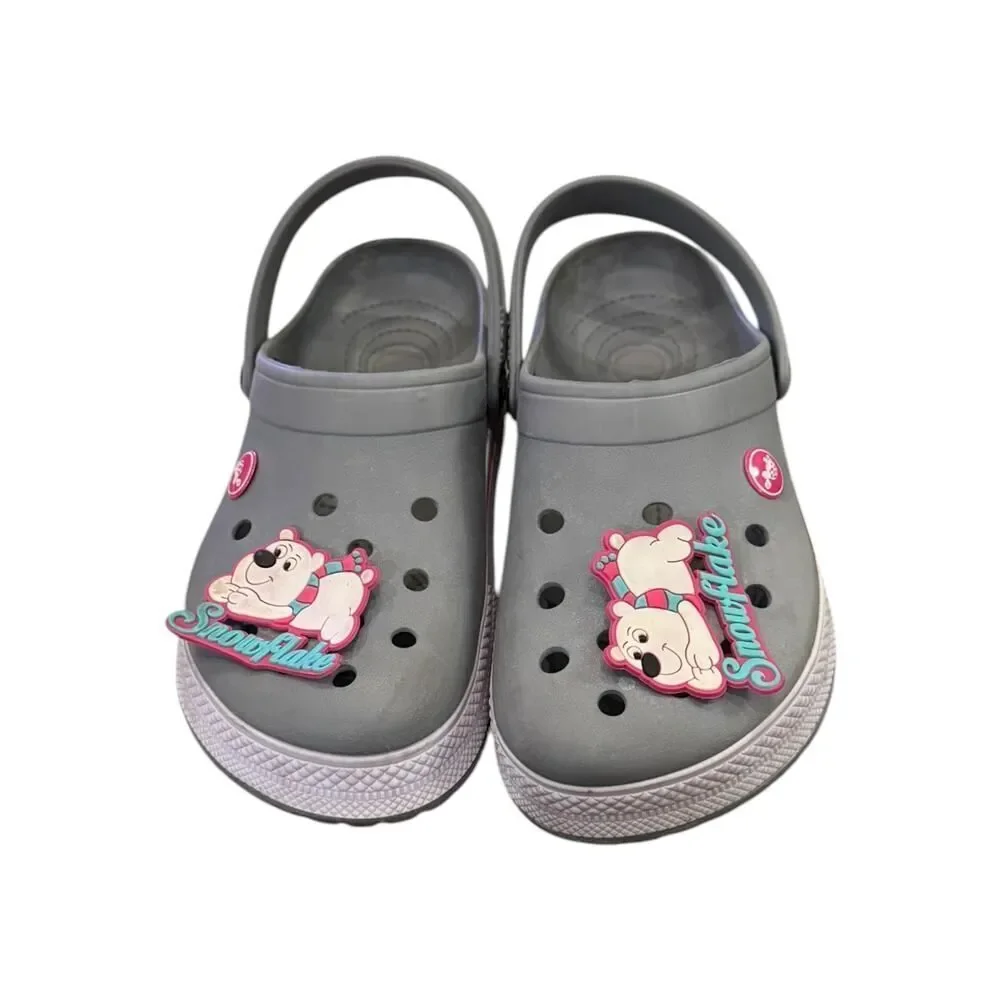 Kroki Women’s Men’s Gray Comfort Sandals Clogs Women's 10 Men's 9 Charms